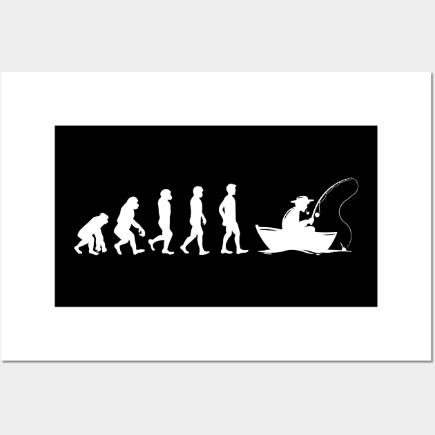 Funny Evolution Of Man and Boat Fishing Wall Art by DragonTees